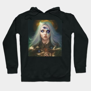 Women Wicca Art Witchy Artwork Beautiful Witch Girl 3 Hoodie